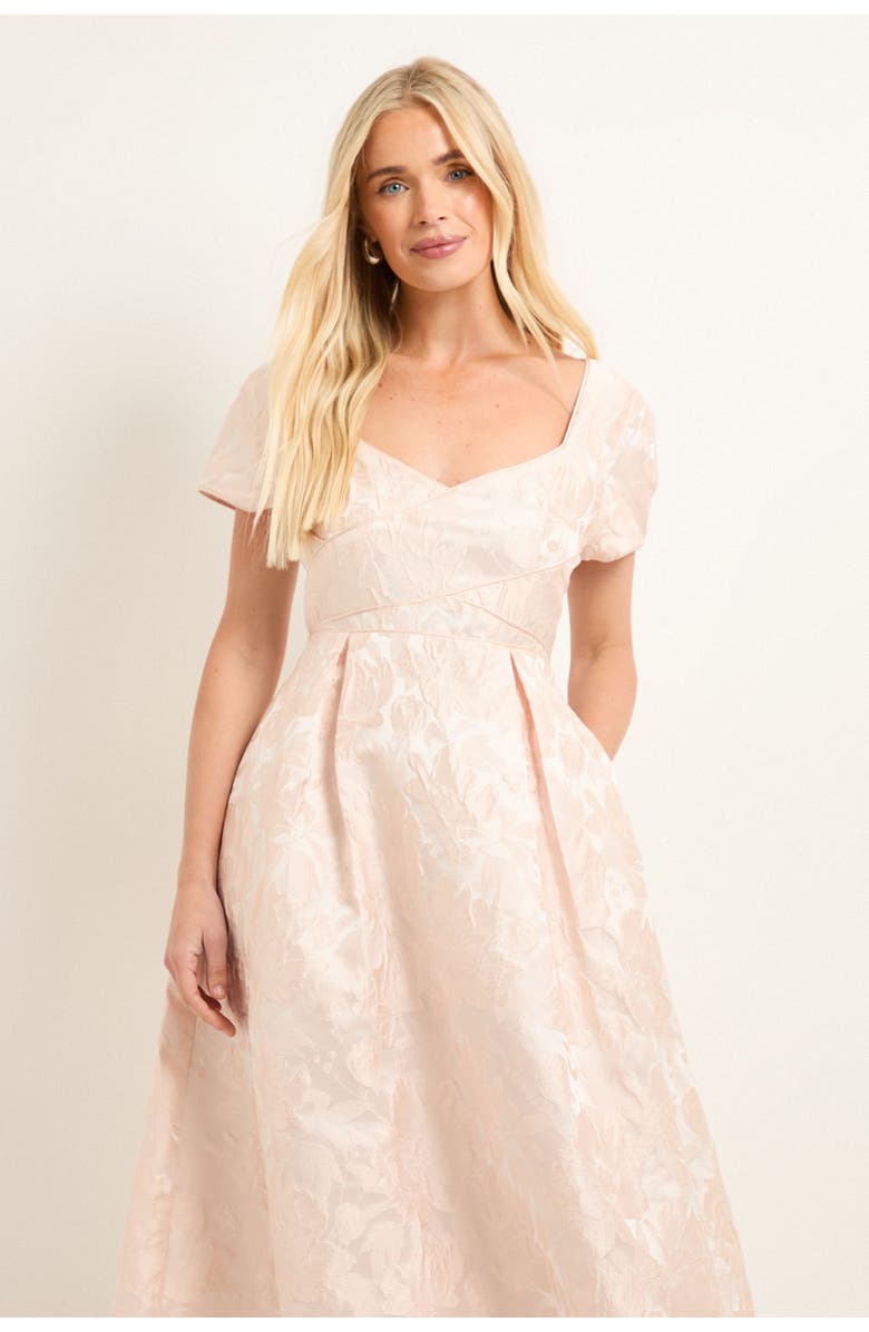 Wallis Petite Jacquard Seam Detail Midi Dress, Alternate, color, Pale Pink
