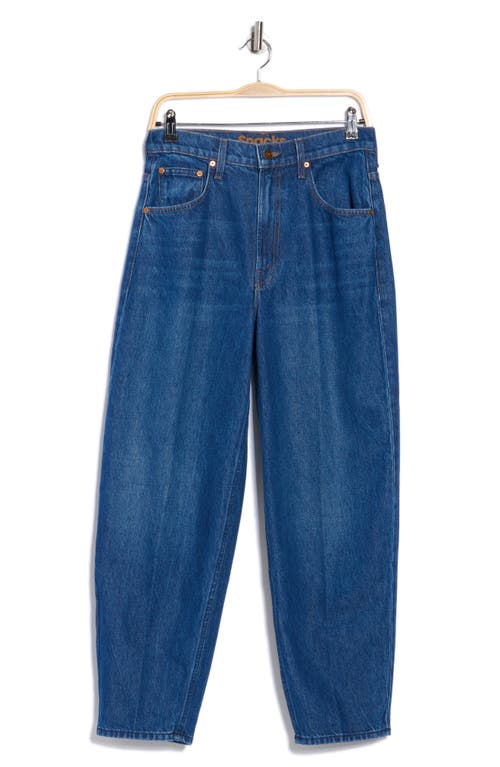 Mother Snacks! The Peeler Ankle Barrel Leg Jeans In Blue