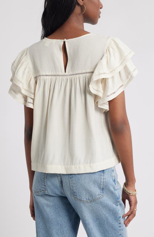 Treasure & Bond Double Ruffle Sleeve Top In White