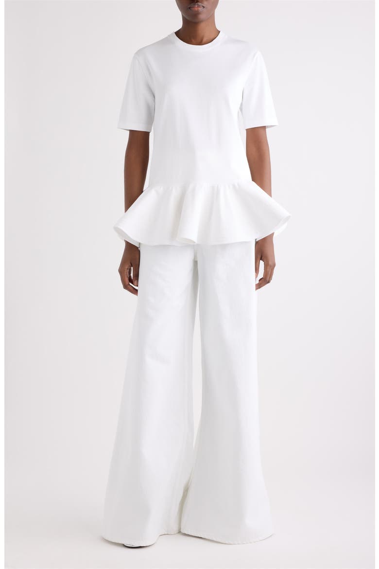 Denim Palazzo Pants, Alternate, color, BLANC