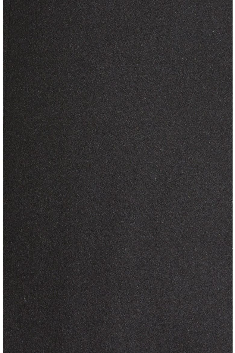 Stand Collar Wool Blend A-Line Coat, Alternate, color, BLACK