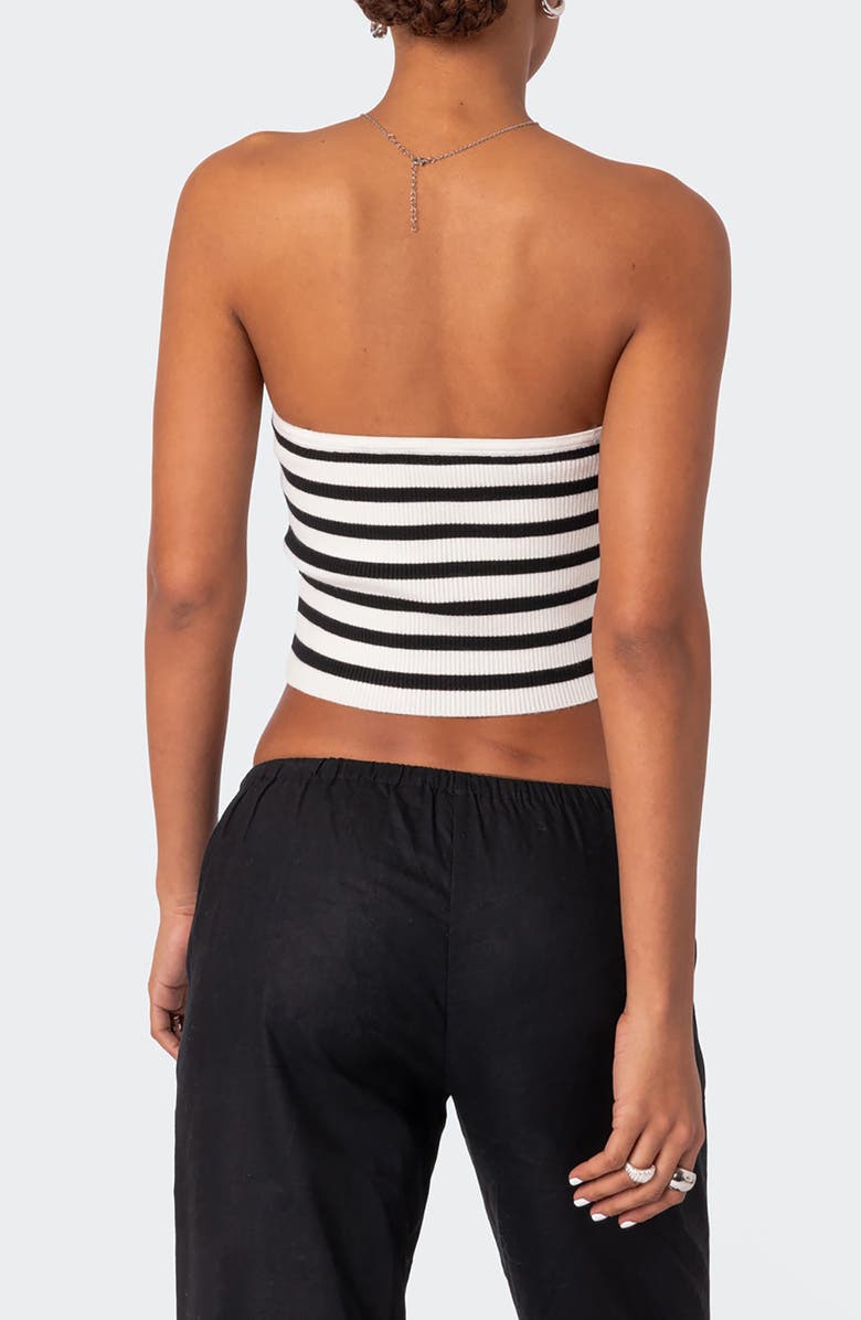 EDIKTED Lexi Stripe Rib Tube Top, Alternate, color, Black-And-White