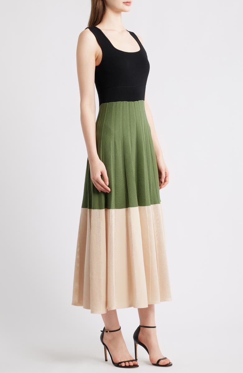 Vince Camuto Colorblock Knit Midi Dress, Alternate, color, Green Mult