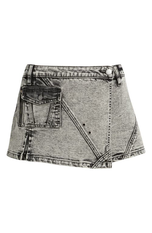 Shop Ptcl Cara Denim Cargo Wrap Miniskort In Grey Mineral Wash