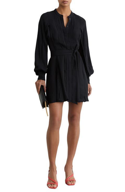 Eliana Long Sleeve Tie Belt Minidress