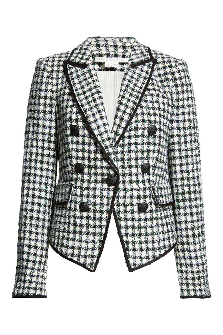 Diego Metallic Check Cotton Blend Tweed Dickey Jacket, Main, color, BLUE/ PINEGROVE MULTI