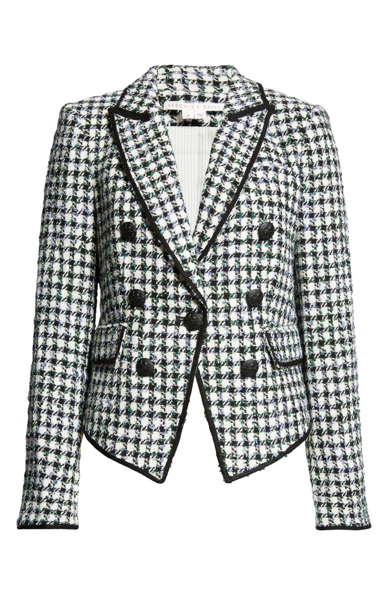 Veronica Beard Diego Metallic Check Cotton Blend Tweed Dickey Jacket, Main, color,