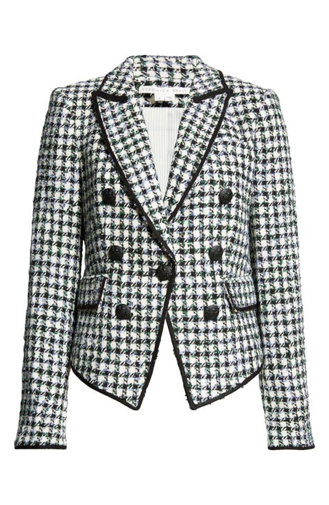Diego Metallic Check Cotton Blend Tweed Dickey Jacket