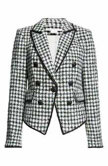 Veronica Beard Diego Metallic Check Cotton Blend Tweed Dickey Jacket