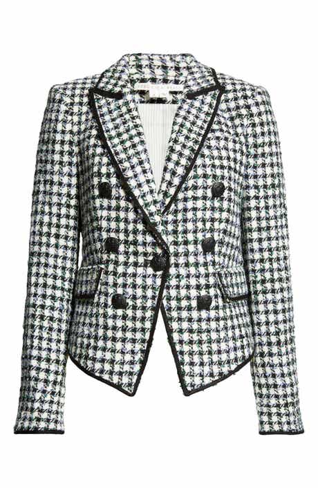 Veronica Beard Diego Metallic Check Cotton Blend Tweed Dickey Jacket