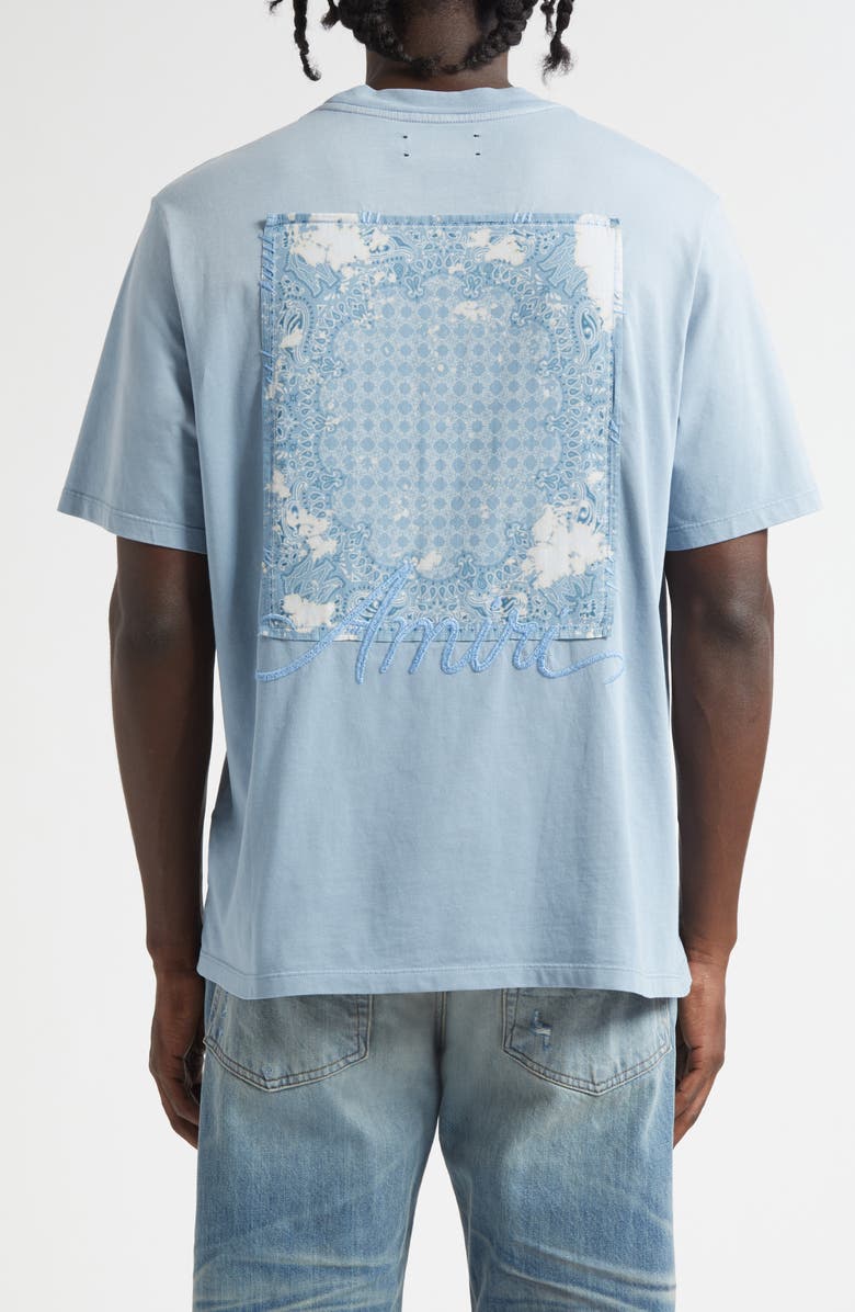 AMIRI Bleached Bandana Patch T-Shirt, Alternate, color, Ashley Blue