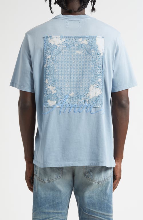 Amiri Bleached Bandana Patch T-shirt In Blue