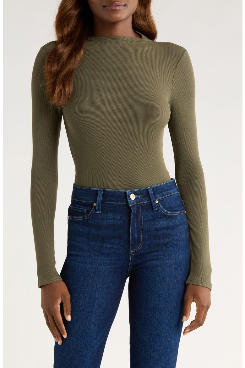 Henrietta Long Sleeve Rib Top, Main, color, DARK ARMY