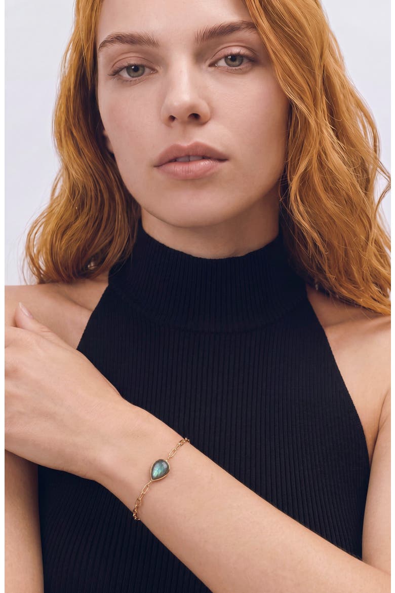 14k Gold Plated Labradorite Chain Bracelet, Alternate, color, GREEN/ GOLD