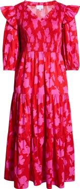 SUGARLIPS Brighton Smocked Long Sleeve Maxi Dress