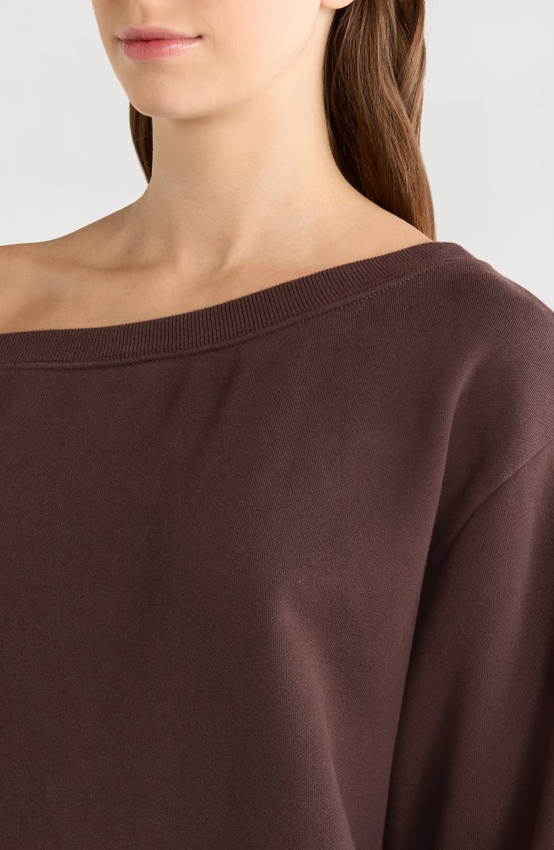 Princess Polly Wellness One-Shoulder Sweatshirt, Alternate, color, Washed Brown