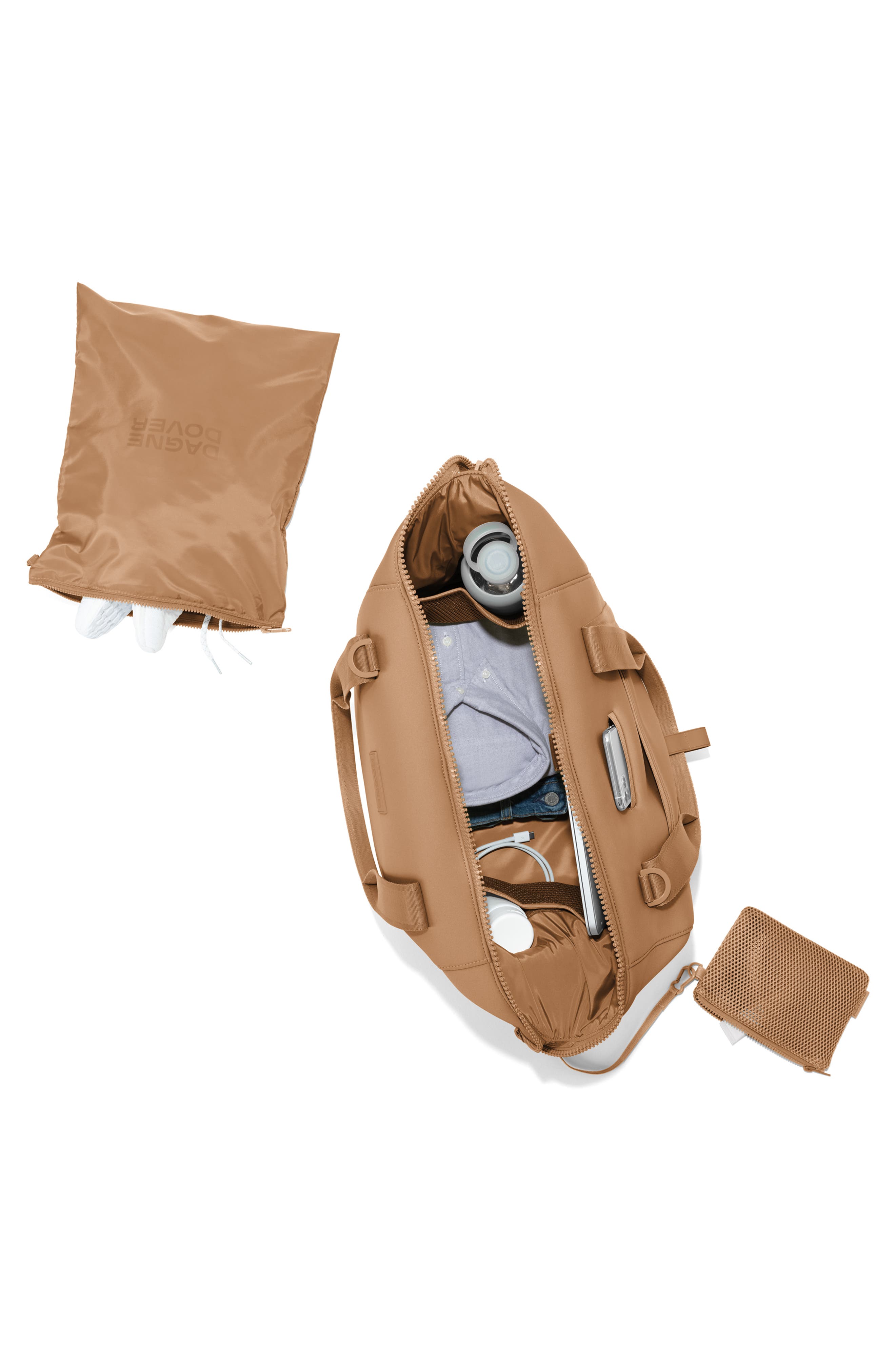 Dagne Dover Landon Large Neoprene Carryall, Alternate, color, Camel