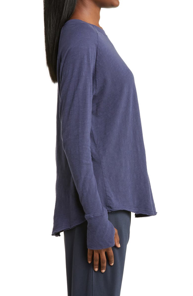 Zella Relaxed Washed Long Sleeve Slub Tee, Alternate, color, Navy Nightfall