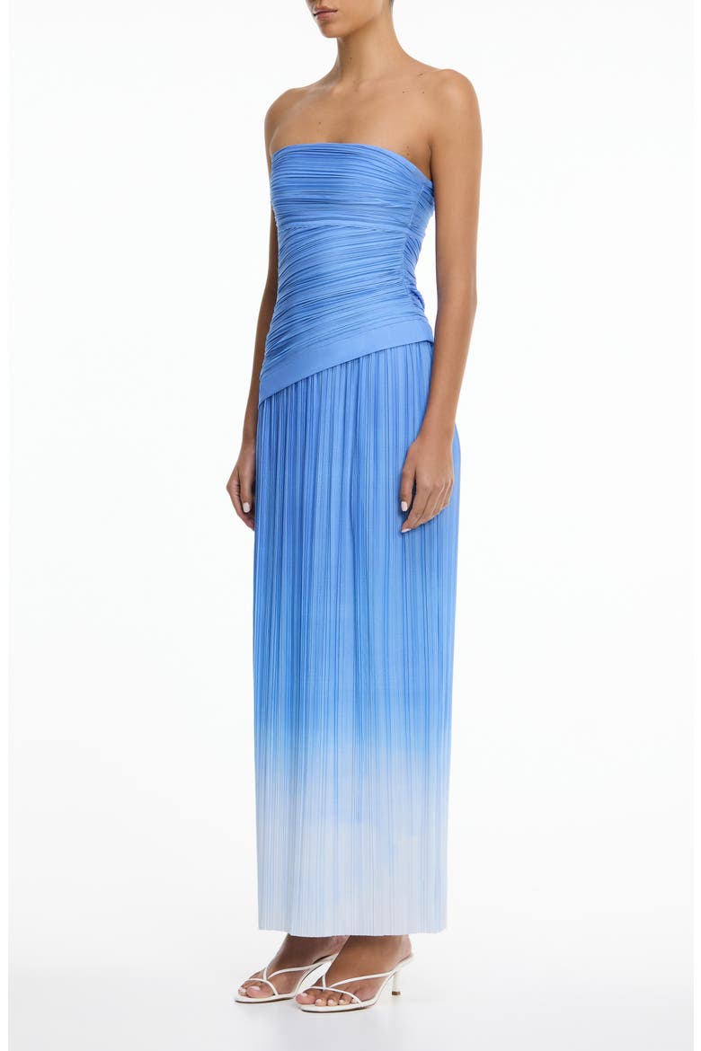 Nesta Plissé Strapless Maxi Cocktail Dress, Alternate, color, CORNFLOWER MIST