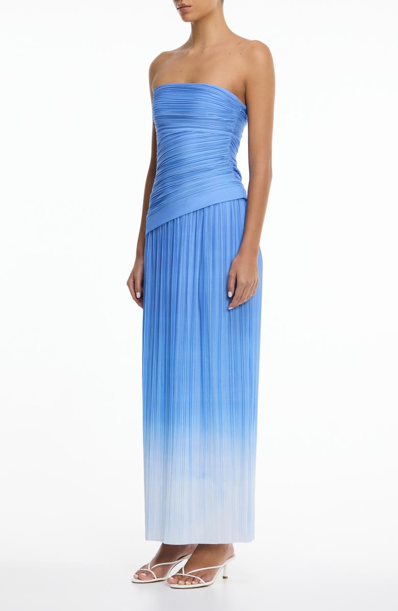 Significant Other Nesta Plissé Strapless Maxi Cocktail Dress, Alternate, color, Cornflower Mist