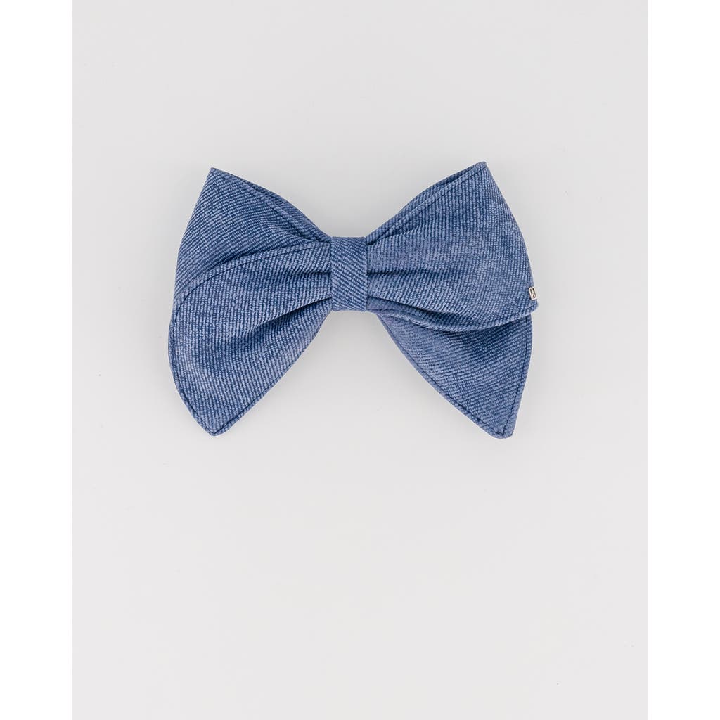 Shop Alexandre De Paris Denim Leather Bow Barette
