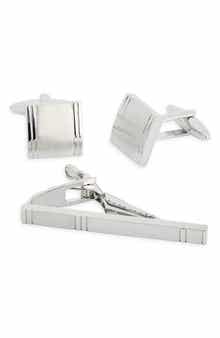 James Michael Square Cuff Links & Tie Bar Set