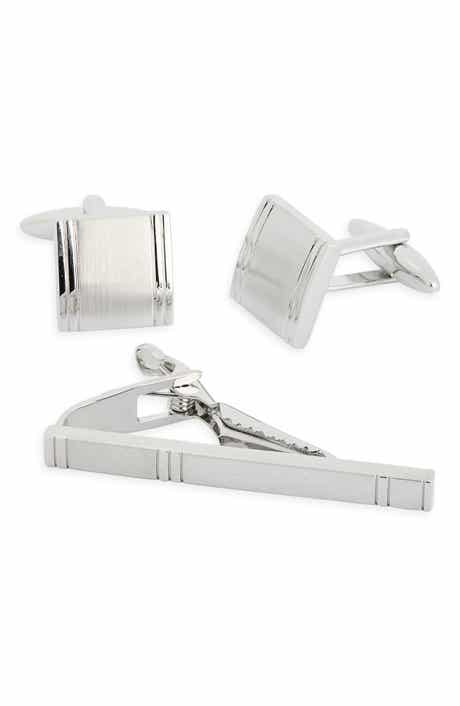 James Michael Square Cuff Links & Tie Bar Set