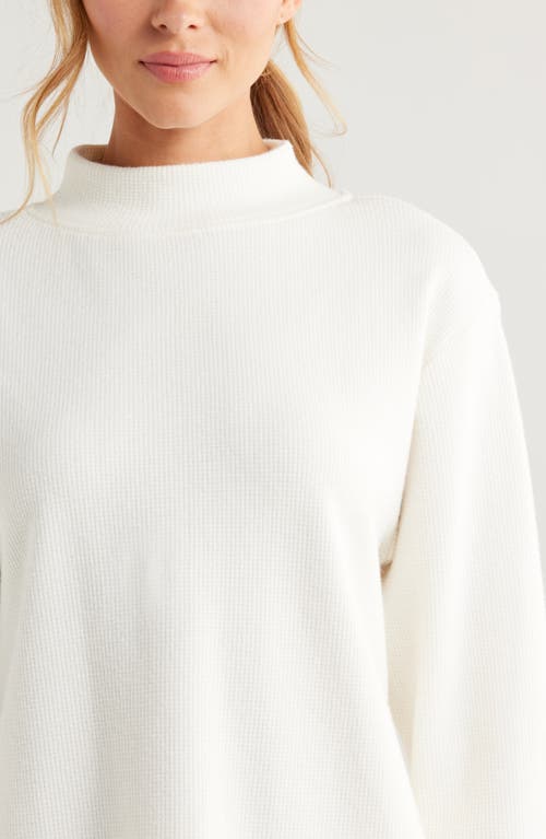 Shop Zella Cozy Waffle Knit Tunic In Ivory Egret