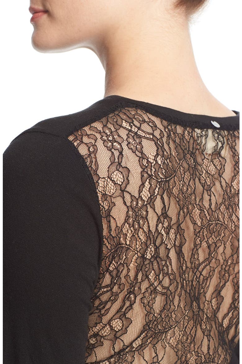 'Roanne' Lace Back Top, Alternate, color, BLACK