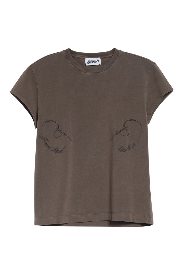 Needle Embroidery Stretch Organic Cotton Baby Tee, Alternate, color, DARK GREY