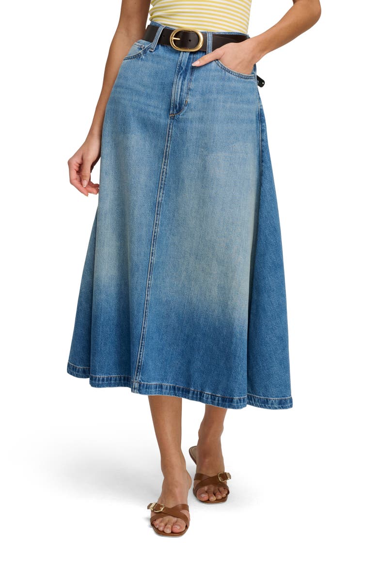 The Winona Denim Cotton Blend Midi Skirt, Main, color, BRISTOL