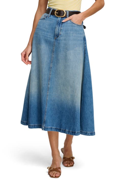 The Winona Denim Cotton Blend Midi Skirt