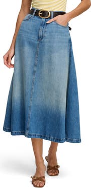 Favorite Daughter The Winona Denim Cotton Blend Midi Skirt