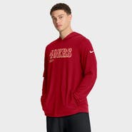 Nike Men's Nike Scarlet San Francisco 49ers Sideline Pure Fury Performance Long Sleeve Hoodie T-Shirt