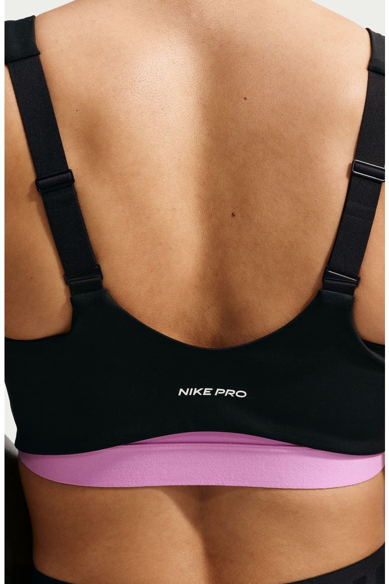 Sculpt Dri-FIT Strappy Sports Bra, Alternate, color, BLACK/ LT MAGENTA/ WHITE