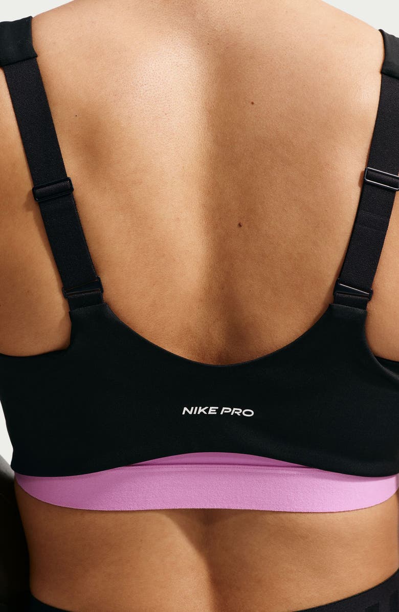 Nike Sculpt Dri-FIT Strappy Sports Bra, Alternate, color, Black/ Lt Magenta/ White