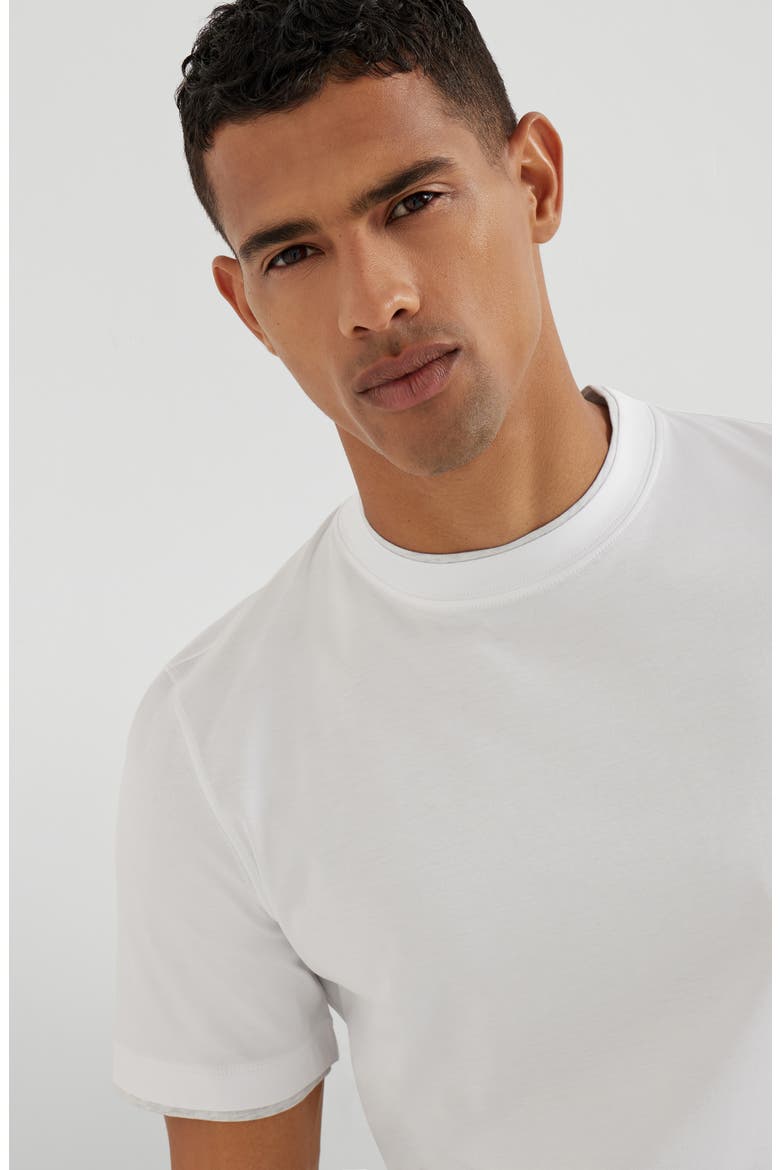 T-shirt with faux-layering, Alternate, color, White
