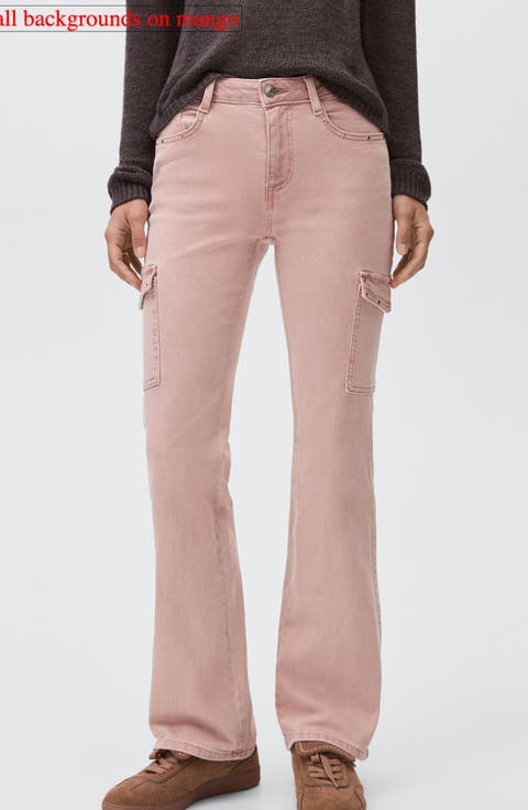 Stud Flare Leg Cargo Jeans