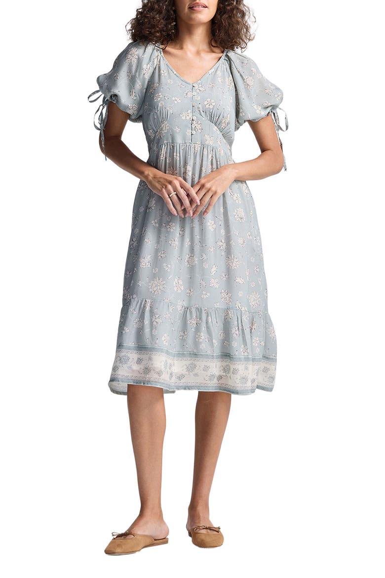 Puff Sleeve Midi Dress, Alternate, color, Sage Green