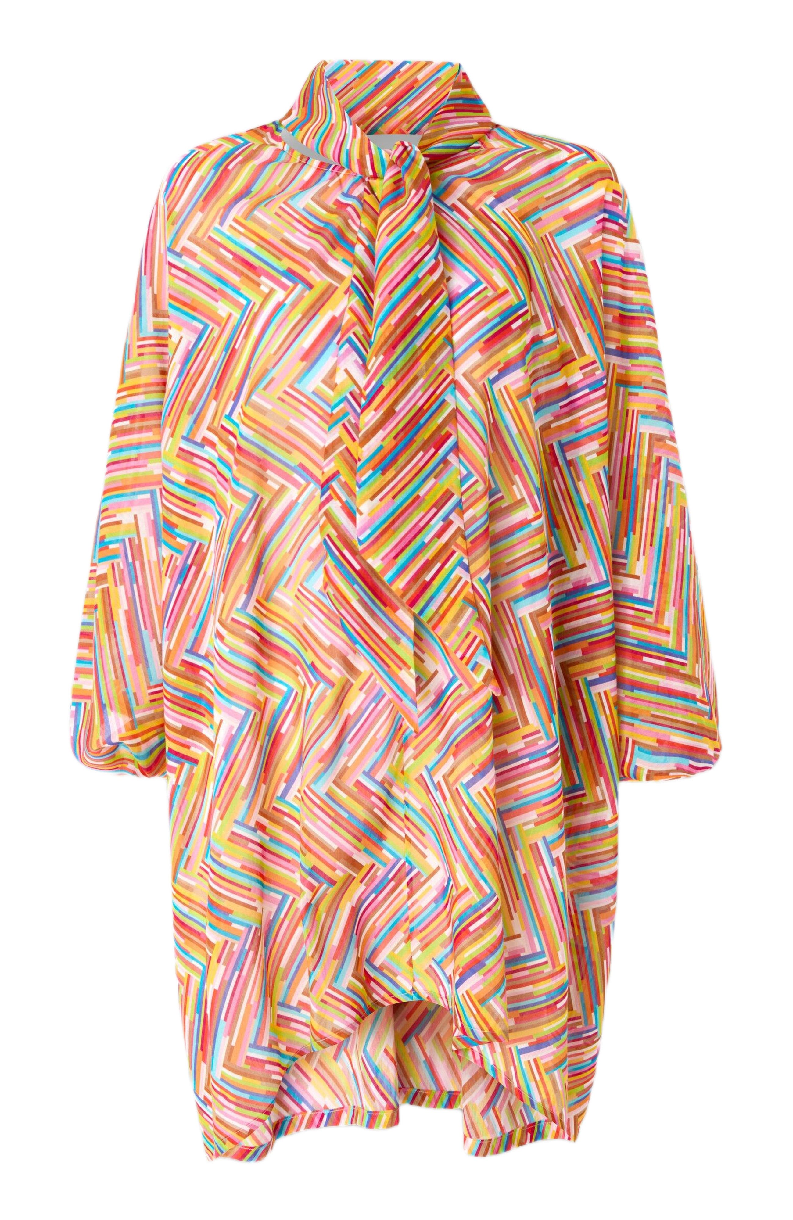 Asymmetrical Blouse In Printed Cotton And Silk Blend - image 2