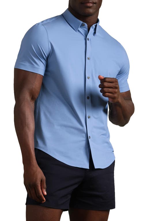 Rhone Commuter Slim Fit Short Sleeve Button-up Shirt In Blue