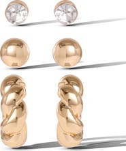Jessica Simpson Rhinestone Hoop & Stud Earring Set of 3