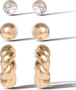 Jessica Simpson Rhinestone Hoop & Stud Earring Set of 3