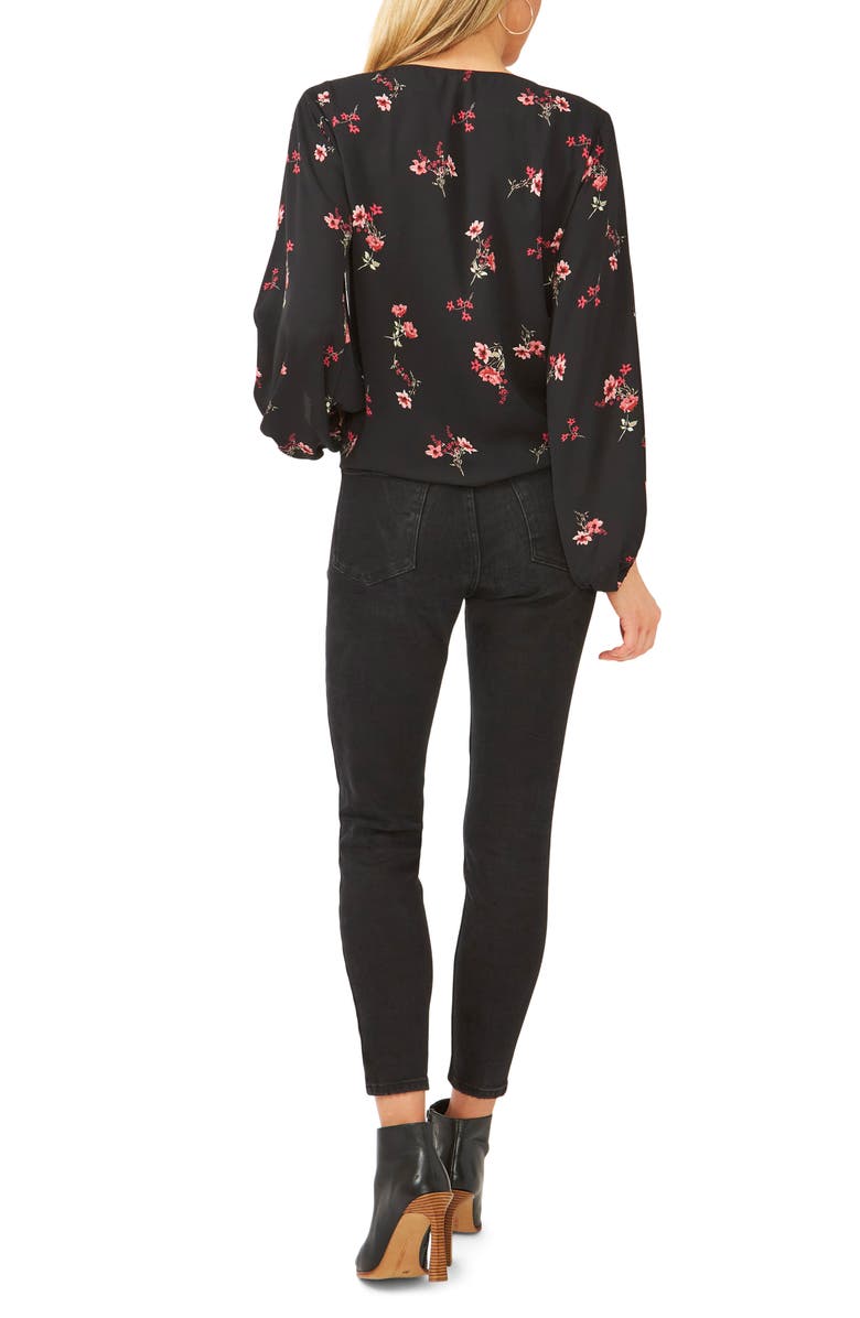 Vince Camuto Floral Ruched Front Blouse, Alternate, color, 