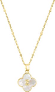 Adornia Mother-of-Pearl Clover Initial Pendant Necklace