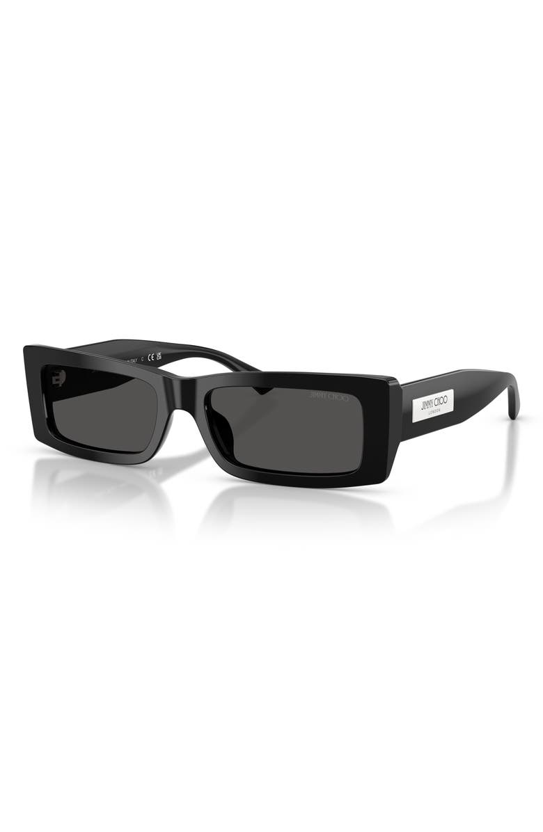 Jimmy Choo Lennon 54mm Polarized Rectangular Sunglasses, Alternate, color, Black/ Dark Grey