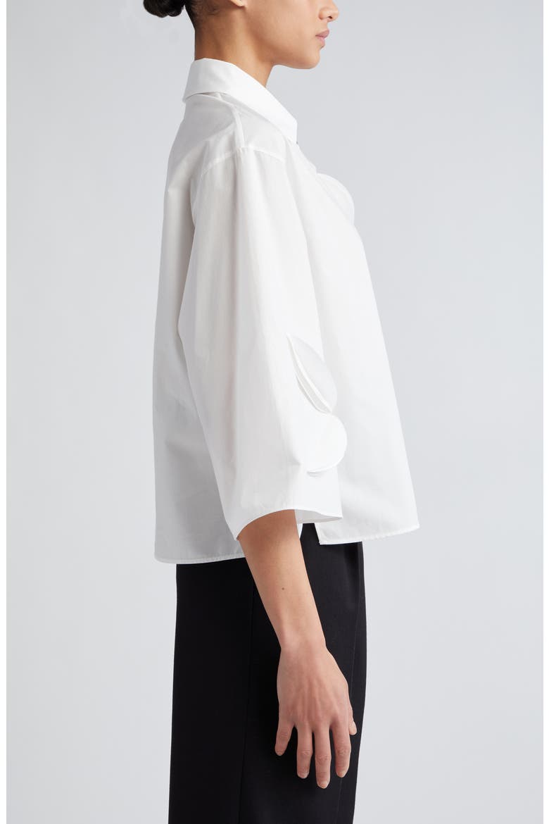 3D Appliqué Cotton Gabardine Half-Zip Top, Alternate, color, CREAM