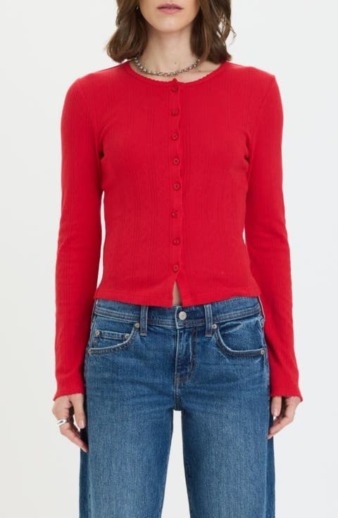 Stargazer Pointelle Knit Button Front Cardigan