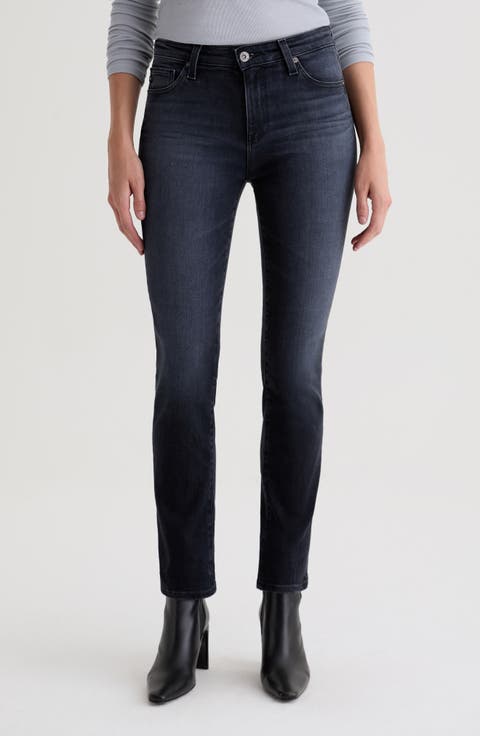 Mari Mid Rise Slim Straight Leg Jeans (Glitch)