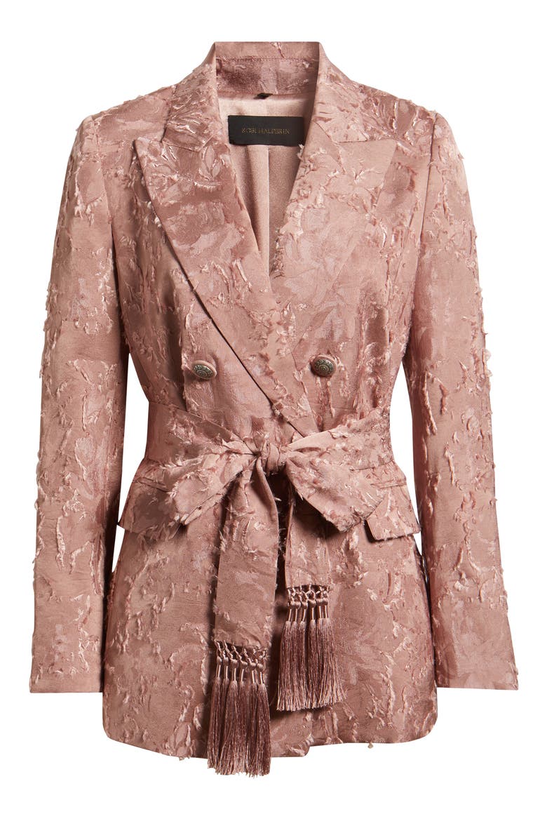 Nia Floral Jacquard Belted Jacket, Alternate, color, ASH ROSE
